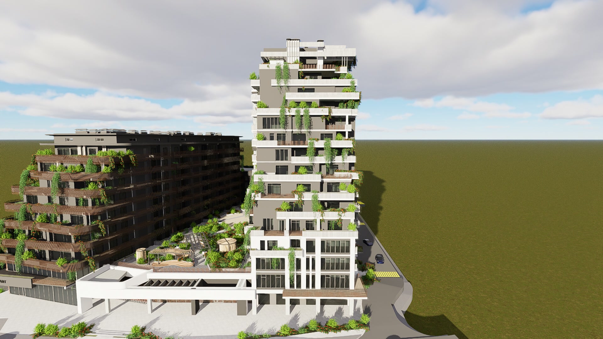 Фасад белой башни Mansara